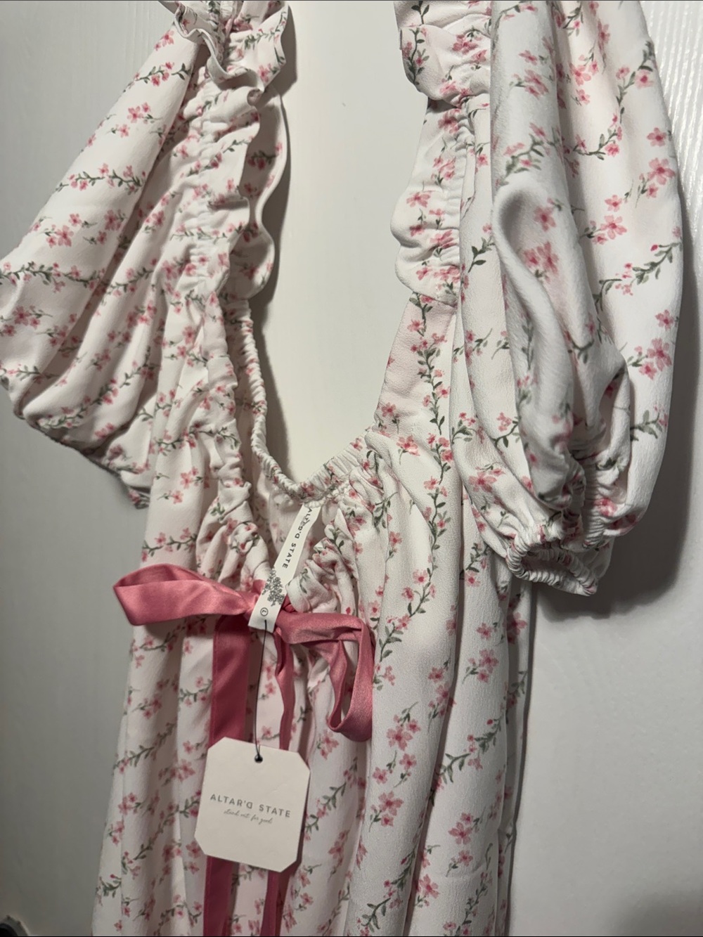 NWTAltar’d State Cottagecore/Coquette Puff Sleeve Ultra Feminine Baby Doll Dress - Picture 4 of 5